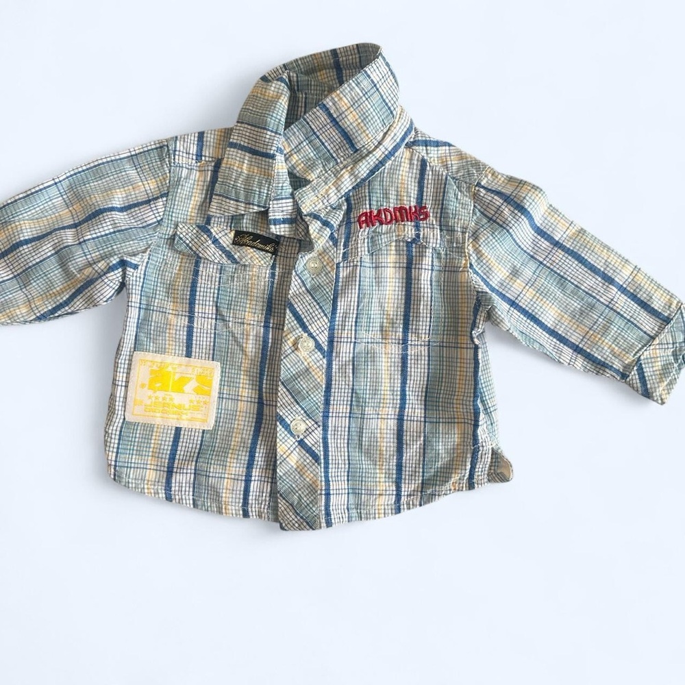 Akademiks Blue and Yellow Plaid Button Down Shirt